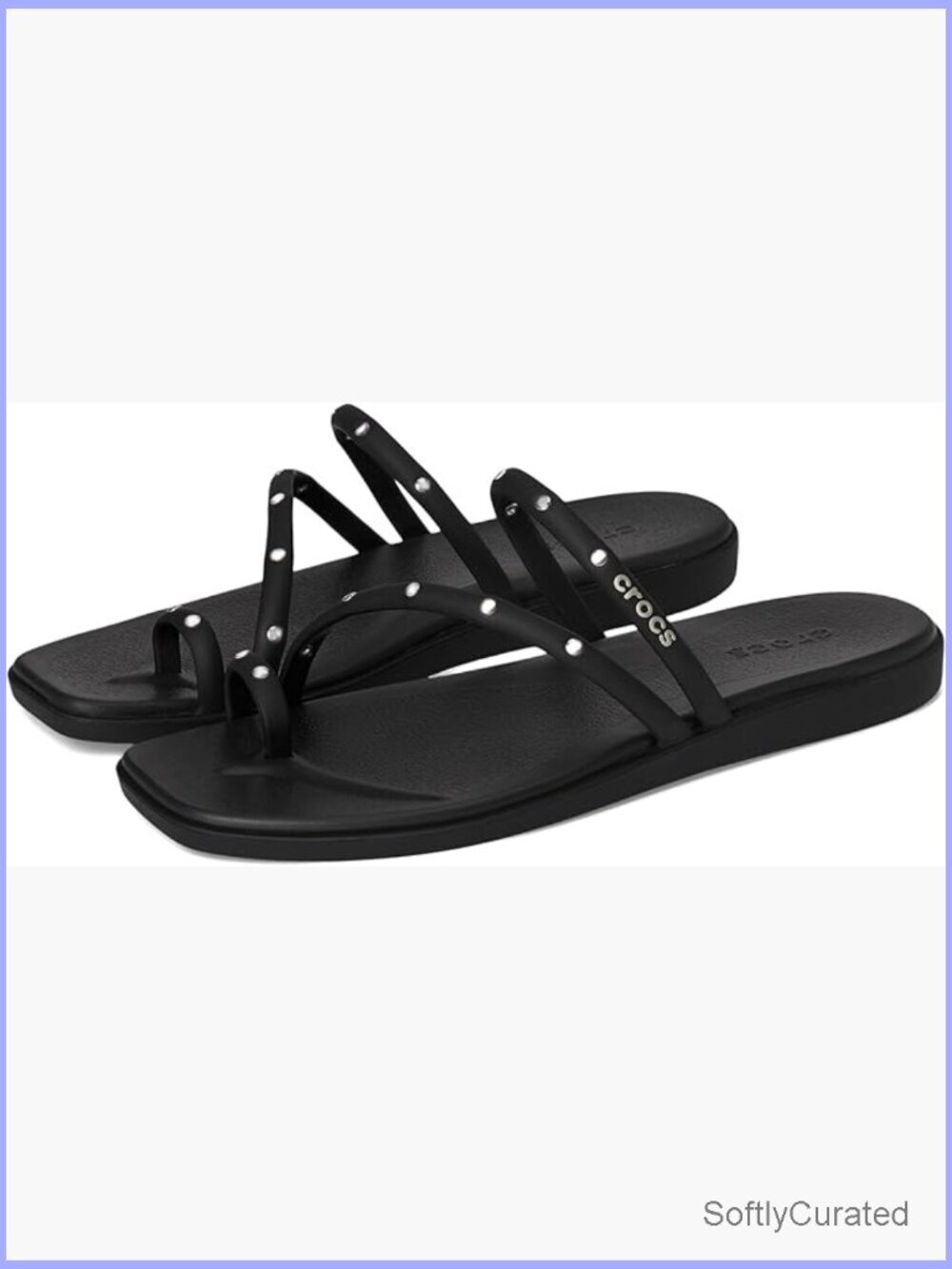Square Toe Platform Sandals | Toe Loop Flat | Flexible Straps | Croslite Footbed